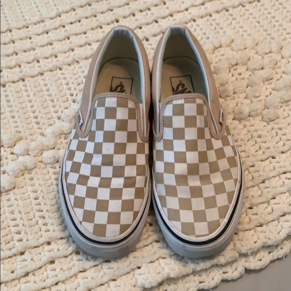 beige checkered vans